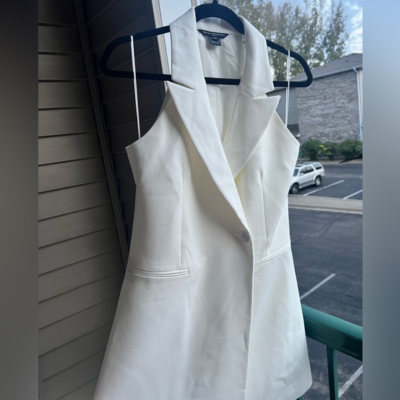 🆕 French Connection White Sleeveless Blazer Dress Tailored Mini Detail Size US 4 - Picture 6 of 15